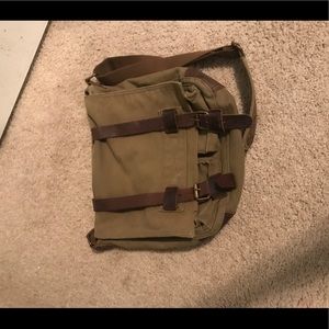 Army green/leather satchel